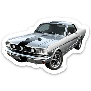 ssilver 1966 ford mustang coupe with black shelby hood scoop sticker