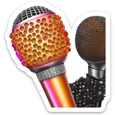Orange and pink gradient handheld microphone with rhinestones  sticker