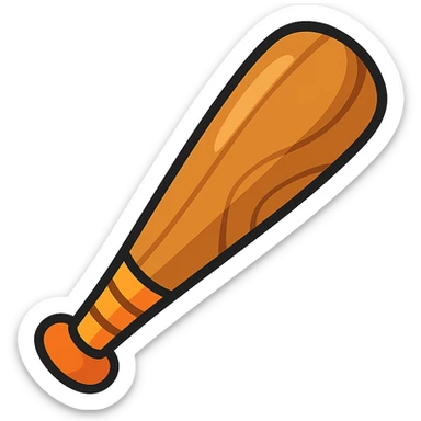 wooden baseball bat, cartoon style, vibrant colors, no background sticker