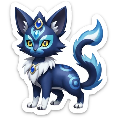 Shiny Evil mExotic Badass Colorful Ethereal Royal Mysterious Gothic Meowstic-Zorua-Litten-Noibat-Pokémon-Fakémon-hybrid-creature (full body) with random pattern-markings sticker