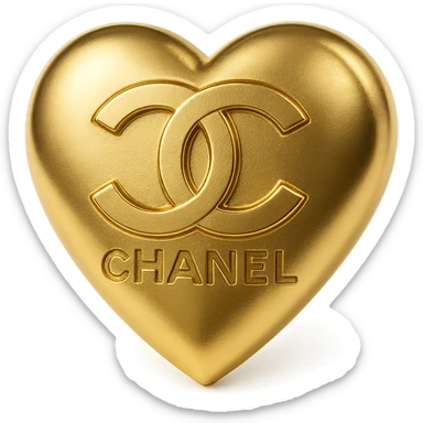 Chanel heart metallic gold with interlocking C's luxury fashion vibe sticker