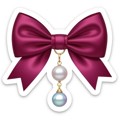 Maroon bow with hanging pearl sticker