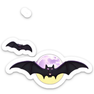 realistic full moon dripping purple behind with vampire bat wings flying in front sticker