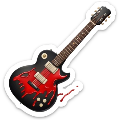 Black guitar with blood dripping from it  sticker