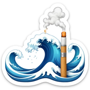 ocean wave smoking a cigarette sticker