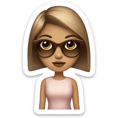 Girl with lightbrown straight hair,big eyelashes ,big doe eyes brown,Dressed fancy with sunglasses diva sticker