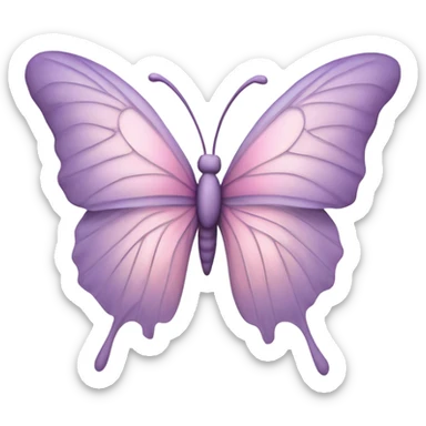 A delicate butterfly with pastel pink and lilac wings resting on a soft satin ribbon. sticker