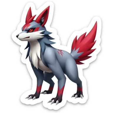 Edgy Cool Beautiful Zangoose-Zoroark, full body sticker