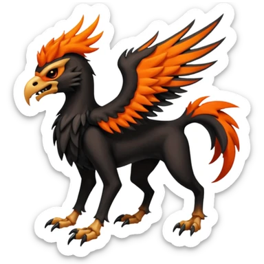 Volcanic Blazing Fiery Evil Skeletal Beaky Feathery Hot Cool Houndoom-Gryphon-Silvally-fusion (full body) sticker