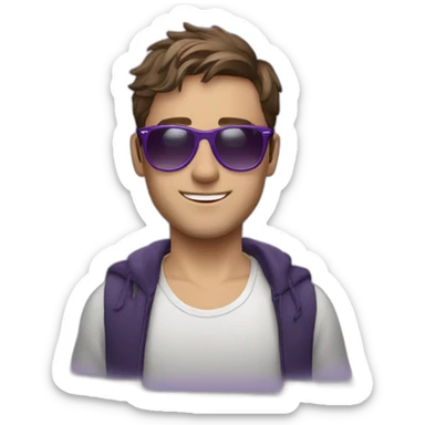 young brown hair white men purple party wearing ray-ban sticker