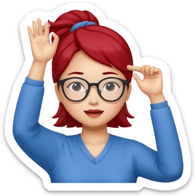 Chinese ruby girl with glasses doing stretches sticker