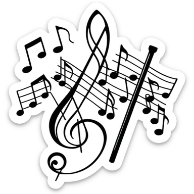 Music notes on staff sticker