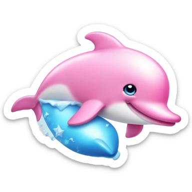 Cute pink dolphin decorating with twinkling sticker