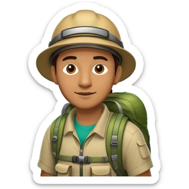man hiking rainforest sticker