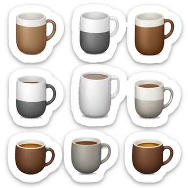 una taza pequeña,redonda de color marron y que tenga una bombilla gris sticker