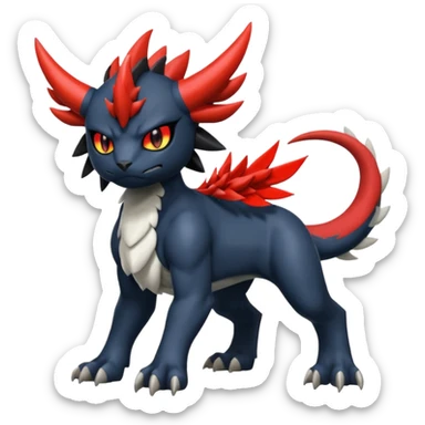 Handsome cool badass edgy Absol-Litten-Guilmon-Giratina-Yveltal-Pokémon-Fakémon-fusion-hybrid-creature sticker