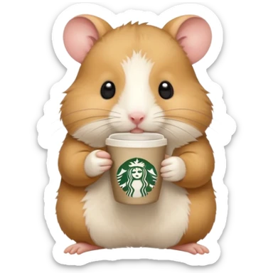 A hamster drinking starbucks sticker