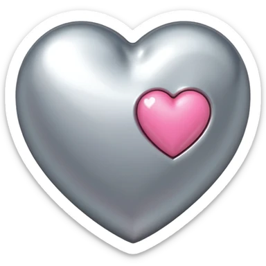 silver heart with one pink mini heart inside of it  sticker