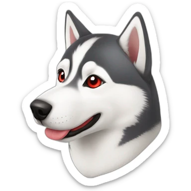 Siberian husky with red band sticker