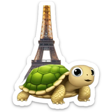 Escargots qui sur une tortue qui est sur la tour Eiffel sticker