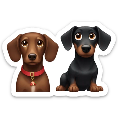 christmas black dog and brown dachshund sticker