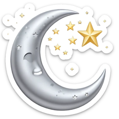 crescent moon and stars sticker