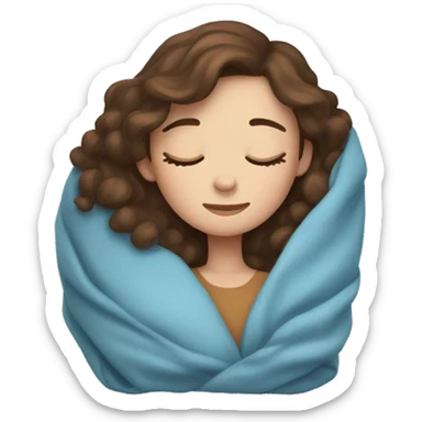 Girl with brown hair and freckles sleeping with a blue blanket sticker