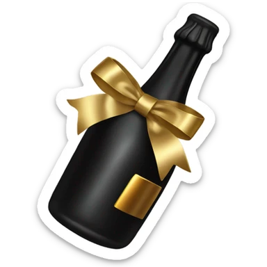black champagne bottle with gold bow sticker