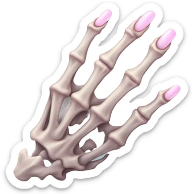 skeleton hand with long light pink nails sticker