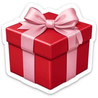 red  gift box with light pi,k satin bow sticker