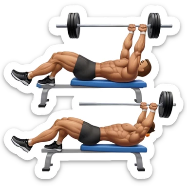 side-view bodybuilder lying down barbell glute-bridges sticker