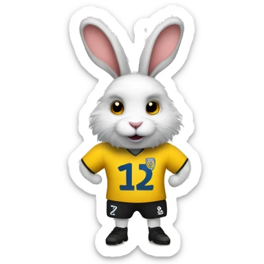 A fluffy rabbit playing football in a Sutton united top sticker