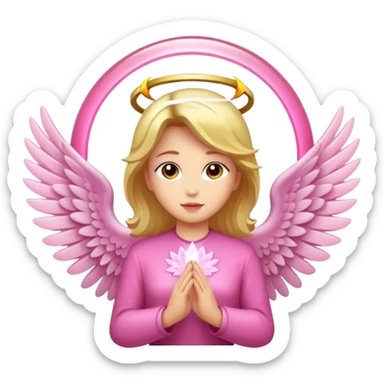 Alas de angel color rosa con un aro de luz rosado y aura rosado sticker