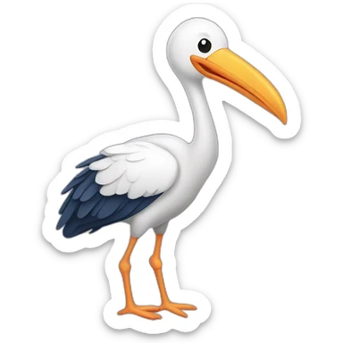 stork delivering baby boy sticker