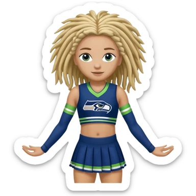 Blonde dreadlocks , blue eyes , cheerleader , full body , Seattle Seahawks sticker