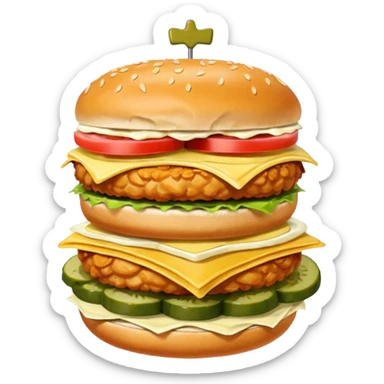 chicken sandwich with pickles and mayo on a seedless bun sticker