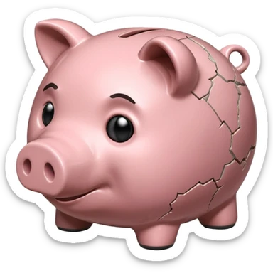 emoji of sad piggy bank, right view sticker