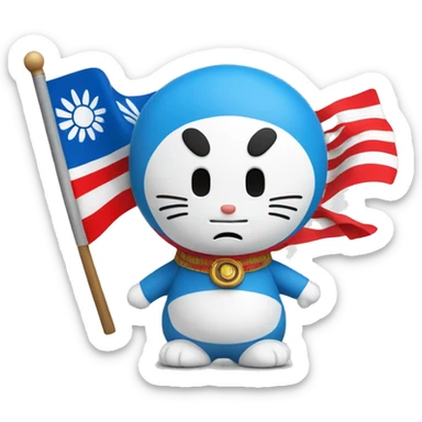 Doraemon with japanese flag sticker