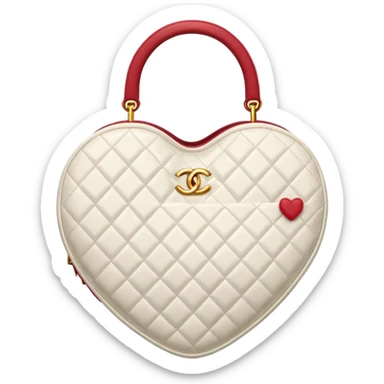 chanel heart shape bag white color bag sticker