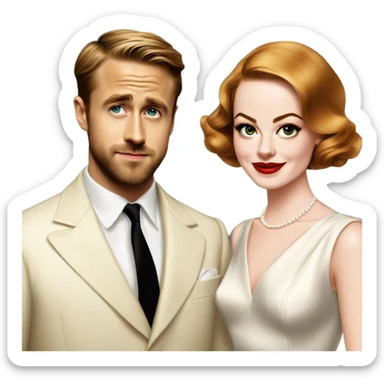 Ryan gosling and Emma stone 1940s party sticker