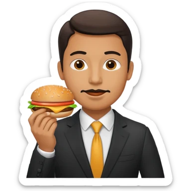 male wearing suit eating hamburger sticker