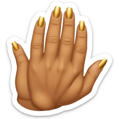 Tan skin hand with short mens gold nails sticker