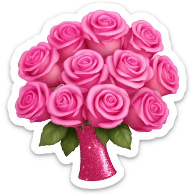 Pink ombre bouquet of roses with glitter  sticker
