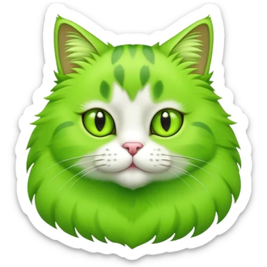 green cat with lime colored paws sticker