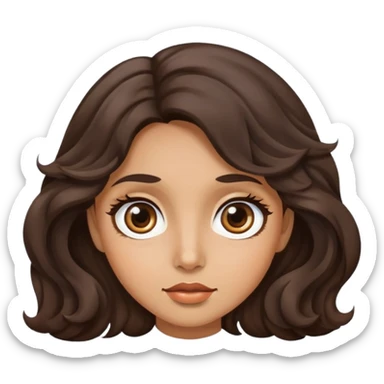 woman face with big eyes, medium skin tone, and dark wavy hair sticker