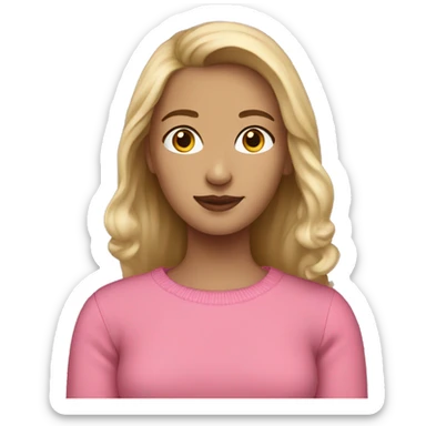 Girl dark blonde pink sweater sticker