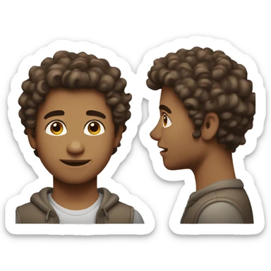 a guy with medium curly hair and has a light brown shade of skin loks like a teenager and it's a side profile  sticker