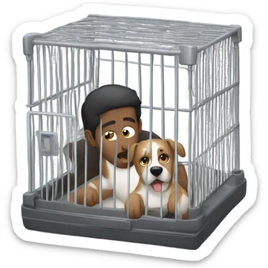Human Man in dog cage trying to get out sticker