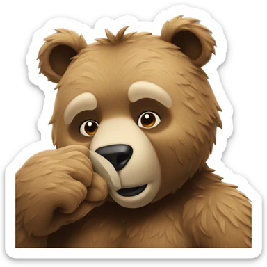 Thoughtful bear scratching his jaw sticker