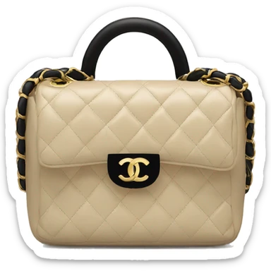 Classic Chanel bag in beige with black sticker